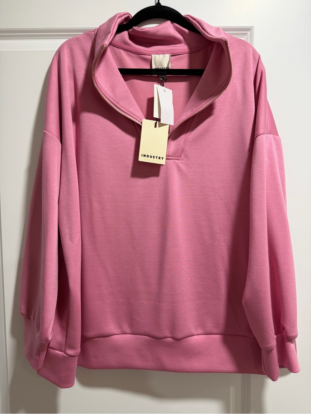 Pink Half-Zip Industry Hoodie